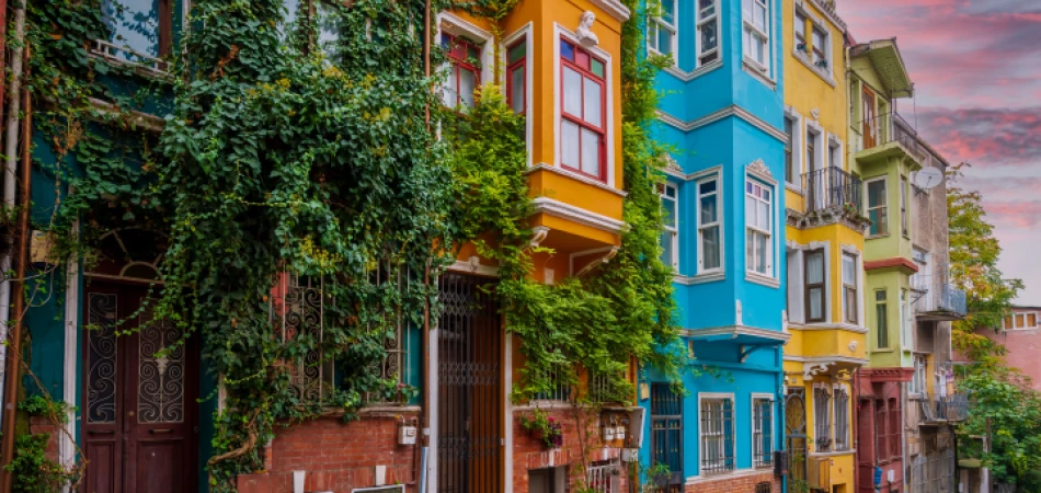 Photogenic colorful houses in Balat walking tour.